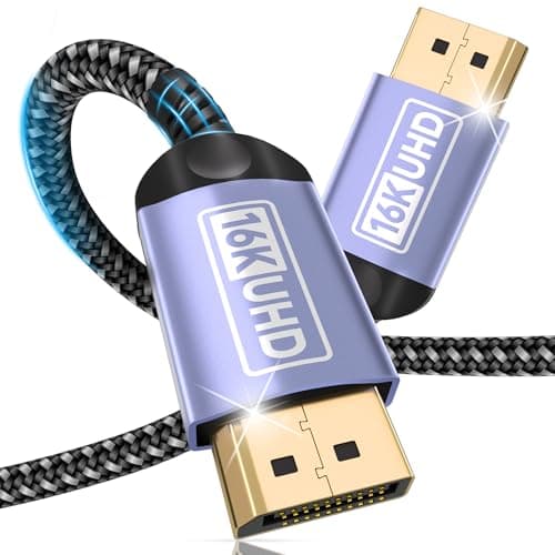 Image of Zestiq 16K DisplayPort Cable 2.1 1M-16K@60Hz, 10K@60Hz, 8K@120Hz, 4K@240Hz/165Hz/144Hz, 2K@360Hz/240Hz, DP Cable Supports 80Gbps, HDR, DSC1.2a, FreeSync, G-Sync for Gaming Monitor, Graphics Card, PC