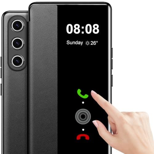 Image of Galaxy S24 Case for Samsung Galaxy S24 Case S View, Clear View Flip Folio PU Leather and TPU inner for Samsung S24 Case, Anti-Scratch Flip Phone Case Cover for Samsung Galaxy S24 5G (Black)