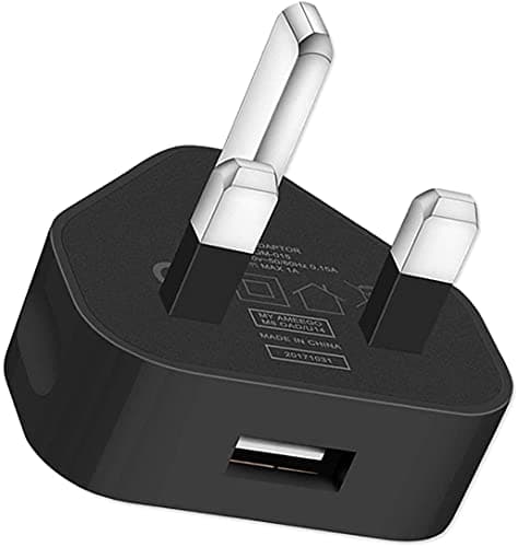 Image of TECHNOPLAY UK 3-Pin Plug Mains Charger Adapter – 1AMP 1000mAh Fast Speed Travel USB Wall Charger Compatible with iPhones, iPad, iPod, Samsung Galaxy Tab, Huawei, Tablets, and Other USB Devices