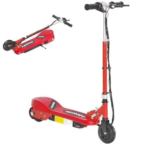 Image of HOMCOM 5.5 Inch Kids Electric Scooter for Kids with Hand Brake, 120W Foldable and Adjustable E-Scooter, Up to 12km/h, 10km Range, for Ages 7-14, Red