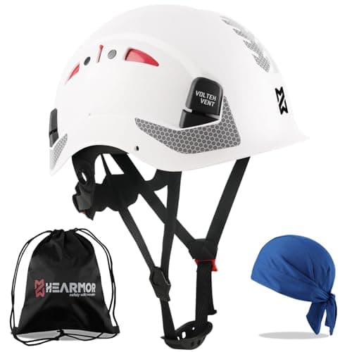Image of HEARMOR Safety Hard Hat ANSI Z89.1 & EN397 Certified, Adjustable ABS Construction Helmet with 6-Point Ratchet Suspension, Breathable Cooling Liner & Carry Bag - Lightweight Durable Head Protection