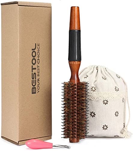 Image of BESTOOL Round Brush for Blow Drying, Boar Bristle Round Hair Brush with Wooden Barrel, Large Styling Brush for Women & Men, Straightening, Curling, Adding Shine or Volume (2 inch)