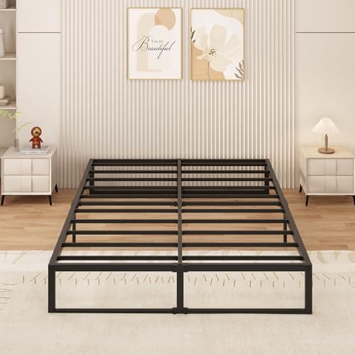 Image of Yicensen Small Double Bed Frame 120x190 cm Metal Platform Bed Small Double with Steel Slat Support, Easy Assembly, Noise Free, No Box Spring Needed, 36cm High, Black