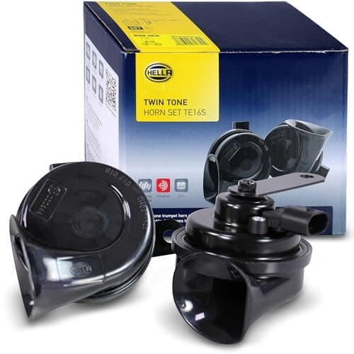 Image of HELLA Trumpet Horn - OE-CONNECT HORN TE26 SET - 12V - 110dB(A) - Frequency range from: 400Hz - Frequency range to: 500Hz - Low Tone/High Tone - Electric - Plug: BMW - Quantity: - 3FH 012 010-041