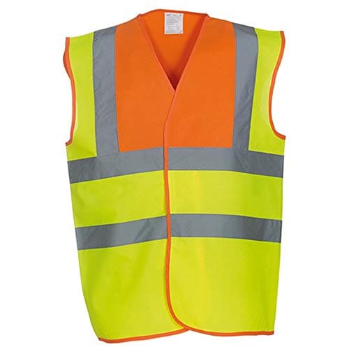 Image of Yoko Unisex Premium Hi-Vis Waistcoat Vest / Jacket (S) (Hi Vis Yellow/Orange)