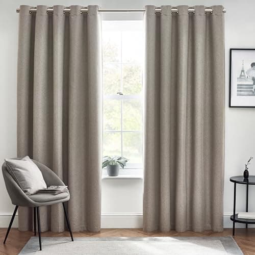 Image of furn. Dawn Textured Blackout Eyelet Curtains – Thermal Lined Pair (Grey - Width 168 x Drop 137cm)