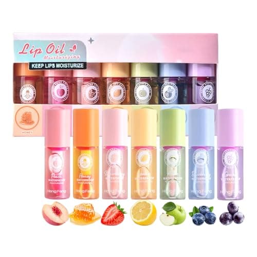 Image of Hydrating Lip Oil Set,7PC Lip Oils Set Magic Colour Changing Long Lasting Lipgloss,Lip Balm Fruit-Flavored Lip Care Kit