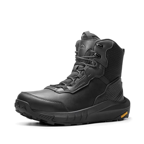Image of NORTIV 8 Men's Waterproof Tactical Work Winter Boots Cushion Sole Lightweight Leather Non-Slip Combat Boots with Arch Support for Military Motorcycle Hiking HydroRange,Size 12,Black,NMUMMT2502