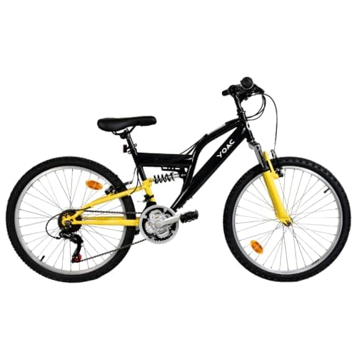 Image of Basis Bikes YOAC 23 Dual Suspension Mountain Bike, 20in Wheel - Black/Yellow
