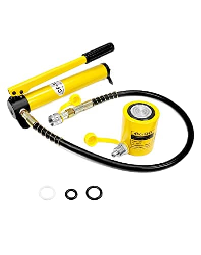 Image of QWORK 20T Mini Hydraulic Cylinder Jack Porta Power Ram 2" Stroke, CP-180 Manual Hydraulic Hand Pump, Single Acting Lifting Cylinders for Machinery Shipbuilding