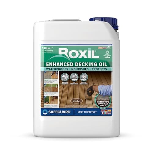 Image of Roxil Decking Oil 5L Clear - Enhanced, Weatherproof, Nourish and Protect Outdoor Wood with Added UV Protection