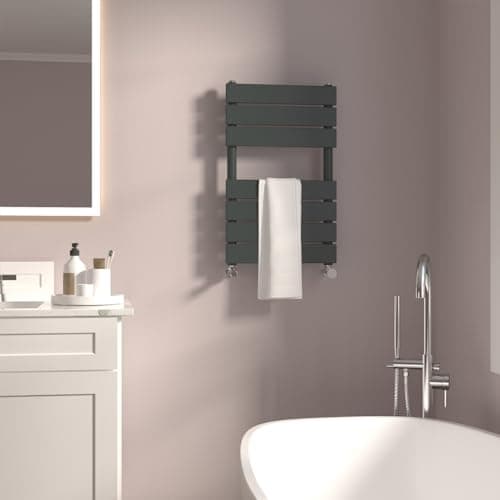 Image of GY Bath Bathroom Radiator Anthracite 650x400mm Flat Panel Towel Rail Designer Modern Central Heating Rads