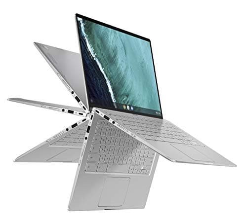 Image of ASUS Chromebook Flip C434 2-In-1 Laptop- 14" Full HD 4-Way NanoEdge Touchscreen, Intel Core M3-8100Y Processor, 8GB RAM, 64GB eMMC Storage, Backlit KB, Chrome OS- C434TA-DS384T Silver