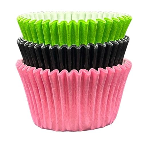 Image of Scrumptious! - Cupcake Cases - Wicked Mix - 36PC 65GSM 51mm x 38mm Pink, Lime and Black Greaseproof Paper Baking Cases - Great for Birthday and Wicked Themed Party Muffins, Cakes and Bakes