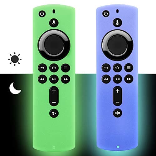 Image of [2 Pack] Firestick Remote Cover Case (Glow in the Dark) Compatible with Fire TV Stick 4K 2018 Released Alexa Voice Remote Control (Green & Sky Blue)