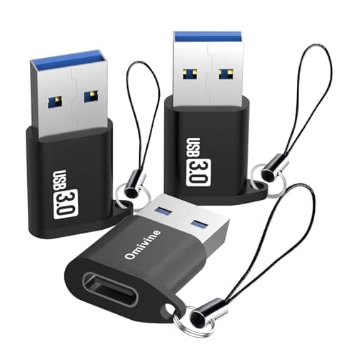 Image of Omivine USB 3.0 to USB-C Adapter, 3 Pack Type-C Female to USB-A Male 5G bps Data Sync Adapter with Lanyard, USB A to USB C Converter for Phone/Laptop/Car/Power Bank/Hubs/Headphone/Mic/Sound Card, ect