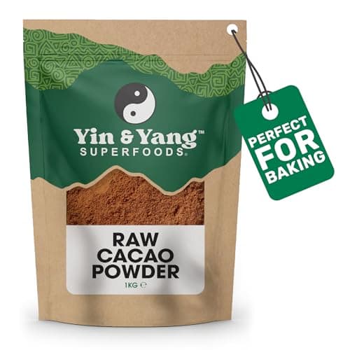 Image of Cacao Powder 1kg, by Yin & Yang Superfoods. Pure and Raw, 100% Natural, High in Fibre and Protein, GMO and Palm Oil Free - Ethically Sourced
