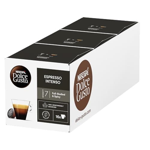 Image of NESCAFÉ DOLCE GUSTO Espresso Intenso Coffee Pods - total of 48 Espresso Intenso Coffee pods- Medium Roast with Velvety Crema- Intensity 7 - (3 Packs)