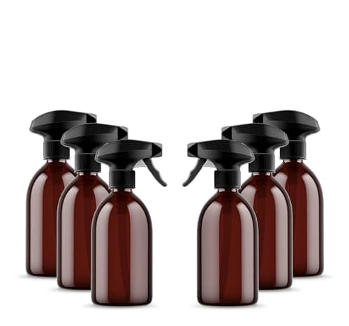 Image of McKLords - Pack of 6 Amber Empty Plastic Water Spray Bottles for Cleaning 500ml - Hand Trigger Empty Spray Bottles for Gardening Home Cleaning - Heavy duty Industrial Refillable Bottles