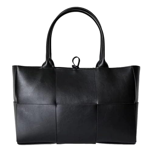 Image of YiLang Shoulder Bag Women Fashion Pu Woven Shoulder Bag Large Capacity Tote Bag-Black,39 * 14 * 26 Cm