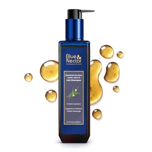 Image of Blue Nectar Hair Fall Control and Healthy Scalp Hair Cleanser Shampoo for dry dull & damaged hair with Amla, Honey & Mulethi, Suitable for Colored Hair (200 ml)