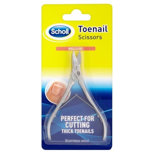 Image of Scholl Nail Care Toe Nail Scissors - Heavy Duty Stainless Steel Nail Clippers and Cutter for Thick Nails, Precision Toenail and Fingernail Trimming Tool, Dual-Action Pedicure Tool, Durable, 1 Unit