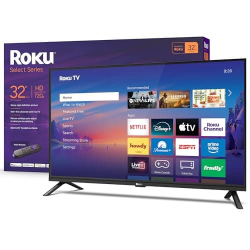 Image of Roku Smart TV 2026 – 32-Inch Select Series, 720p HD TV – RokuTV with Voice Remote – Flat Screen LED Television with Wi-Fi for Streaming Live Local News, Sports, & Movies – Bluetooth Headphone Mode