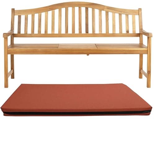 Image of GRIZZLY FOAM Waterproof 1 2 3-Seater Indoor/Outdoor Bench Pad Seat Cushion Garden Furniture Comfortable with Removable Cover Ask for Any Customized Size (Orange, 18x55x2inch 45x140x5cm)