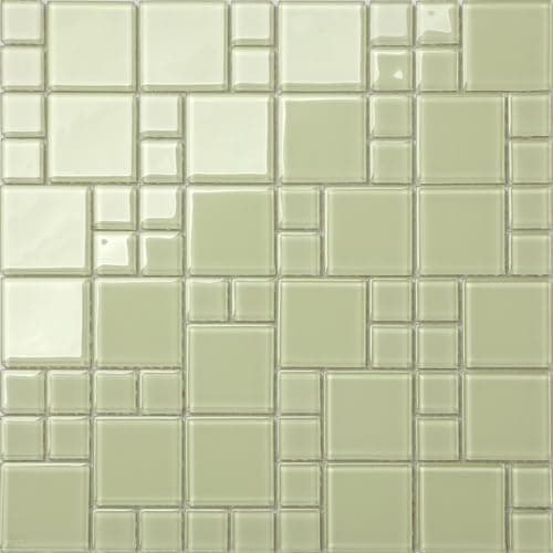 Image of Light Green Glass Modular Mix Mosaic Tile Sheet (MT0024) - 300mm x 300mm - 72 Pieces