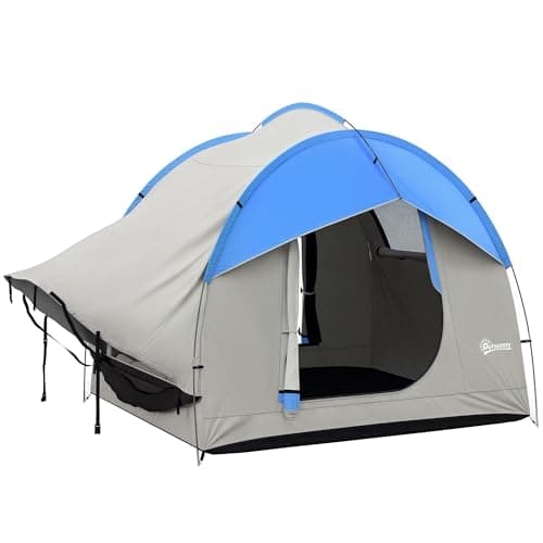 Image of Outsunny SUV Car Tent for Camping, Waterproof PU2000mm, 5 Man Tailgate Tent, for SUV Van Pickup Hatchback, 2.4 x 2.1 m, Grey and Blue