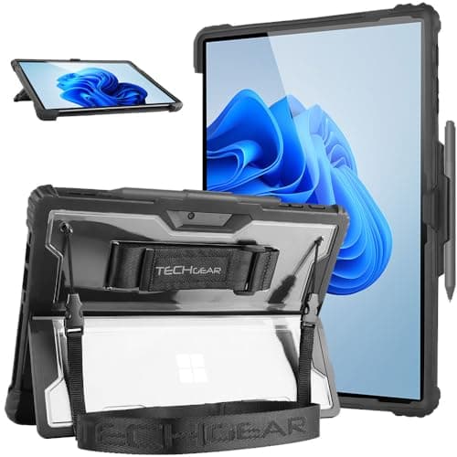 Image of TECHGEAR DuraTUFF Case for Microsoft Surface Pro 4 5 6 7 7+ [Signature Keyboard Compatible] Tough Rugged HEAVY DUTY Armour Shockproof Case with Hand Strap, Shoulder Strap, Stand Cover & Pen Holder