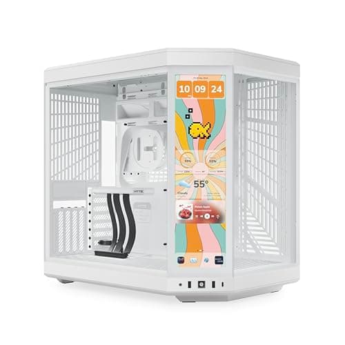Image of HYTE Y70 Touch Infinite Dual Chamber ATX Mid Tower Modern Aesthetic Case with Integrated 2.5K LCD Touchscreen - Snow White