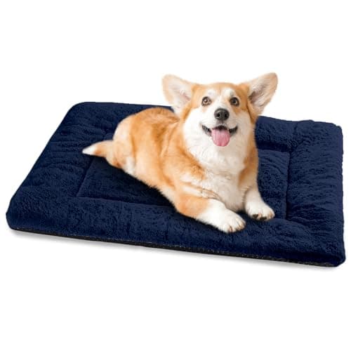 Image of Baodan Dog Bed Medium Washable, Plush Pet Cat Beds Cushion Mattress, Soft Warm Dog Mat Pad for Medium Large Dogs- M 75x50 cm, Navy