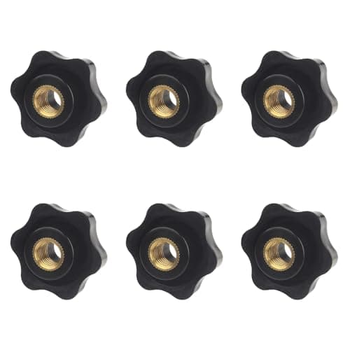 Image of 6 Pcs M6 Star Knobs – Plastic Clamping Nuts with M6 Thread for Bicycle Wheels, Jigs, and DIY Projects – Black Hand Knobs with 6mm Nut
