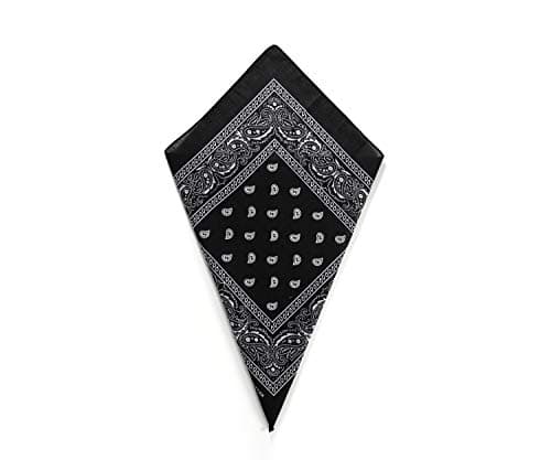 Image of Black Paisley Bandana Head Scarf Headbands Handkerchief Cowboy Cotton Bib Party Face Covering Headwear For Motorcycling Mens Womens Unisex