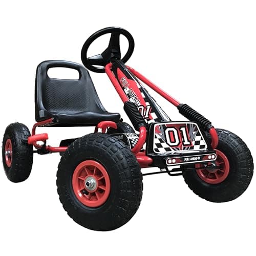 Image of Kiddo Racer Design Red Kids Childrens Pedal Go-Kart Ride-On Car, Adjustable Seat, Rubber Tyres - Suitable For 4 to 8 Years - New