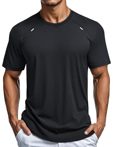 Image of MAGCOMSEN Mens Workout Running T-Shirts Quick Dry Moisture Wicking Tshirt Gym Athletic Short Sleeve Tee Shirts Black, 2XL