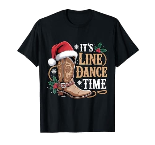 Image of It's Line Dance Time Line Dancing Santa Hat Christmas Eve T-Shirt