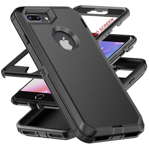 Image of AYMECL for iPhone 6 Plus/,iPhone 7 Plus/,iPhone 8 Plus Case[Military Grade] 3 in 1 Heavy Duty Full Body Shockproof Protection Phone Case for iPhone 6P/7P/8P 5.5 inch,Black