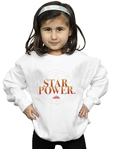 Image of Marvel Girls Captain Marvel Star Power Sweatshirt White 9-11 Years
