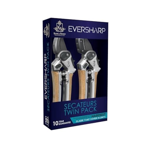 Image of Kent & Stowe 70109175 Eversharp Secateurs Twin Pack/Gift Set, Containing Ash-Handled All-Purpose & Hard-Anvil Secateurs, Perfect for Pruning Green & Hard Wood