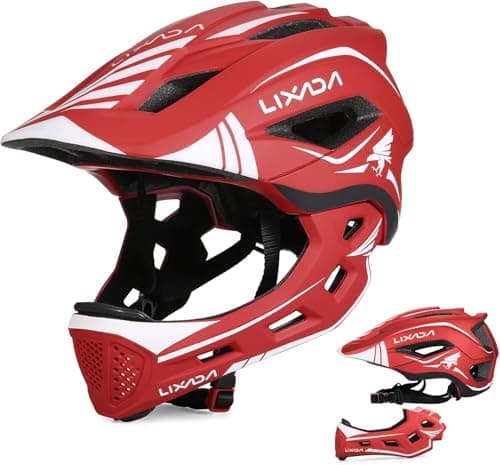 Image of Lixada Kids Full Face Helmet Detachable Child Boys Girls Bike Helmet Protective Gear for Cycling Skateboarding Roller Skating Cycle Helmet 52-58cm