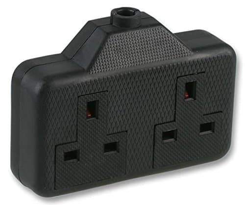 Image of PRO ELEC 2 Gang Rubber Trailing Socket – 250V, 13A, Hardwired, High-Impact Black – PELB1581