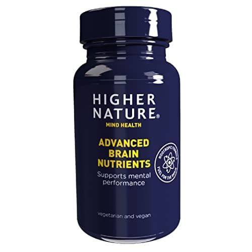 Image of Higher Nature - Advanced Brain Nutrients - Aids Memory & Concentration - Supports Nervous System - Gluten Free - Vegan & Vegetarian - 90 Capsules