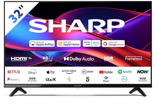 Image of Sharp 32GD2225K 32-Inch HD Ready Frameless Roku Smart TV – HDR10, Active Motion 200, Dolby Digital Plus, 3x HDMI, USB, Apple AirPlay, Google Cast, Alexa/Google Assistant Compatible – Black