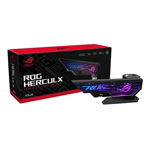 Image of ASUS ROG Herculx Graphics Card Holder (Tool-free design, Included spirit level, Solid zinc alloy, 72-128mm, Aura Sync)