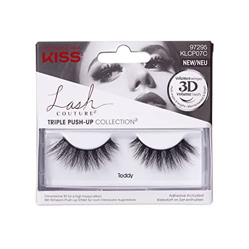Image of KISS Lash Couture Triple Push Up Collection 1 Pair of False Lashes, Teddy, 3D Volume False Eyelashes, Cruelty-Free, Reusable includes Lash Glue