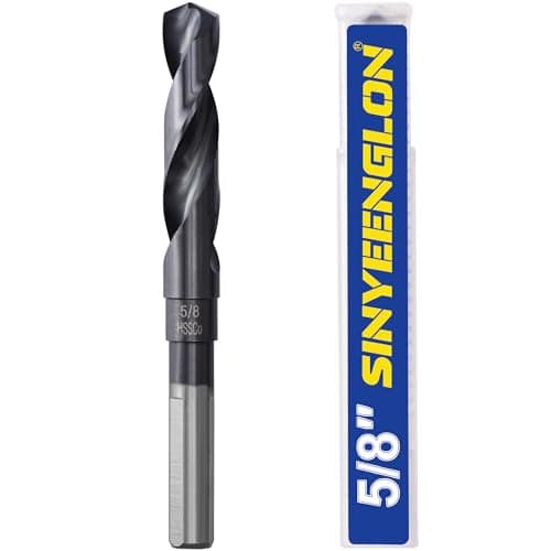 Image of 5/8 Cobalt Drill Bit for Metal and Hardened Steel, 1/2 Inch Reduced Shank M35 High Speed Steel Twist Jobber Length Drill Bit, with Index Storage Case
