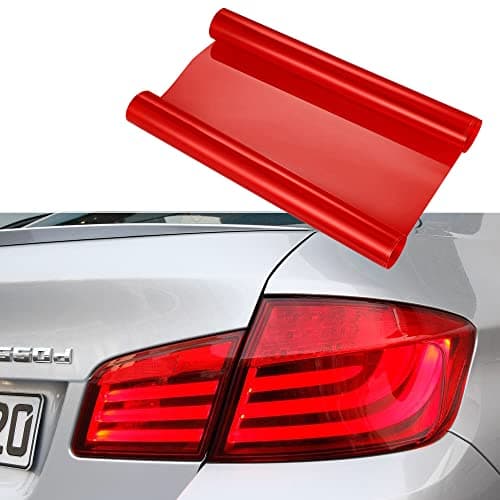 Image of NewL 12 by 48 inches Self Adhesive Auto Car Tint Headlight Taillight Fog Light Vinyl Smoke Film Sheet Sticker Cover (Red)