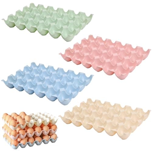 Image of Hoxfly 4-Pc Plastic Egg Storage Container - Stackable Tray for Fridge and Countertop Organization